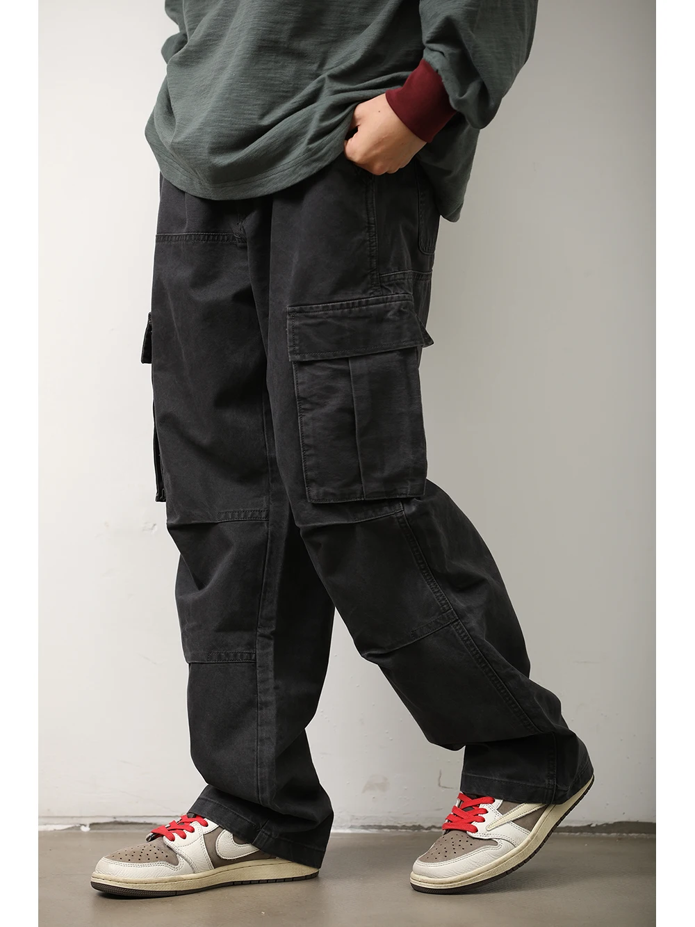 

Мужские рабочие брюки LH Store в японском стиле: свободные, повседневные, прямого кроя, винтажные, универсальные, длинные, с эффектом потертости