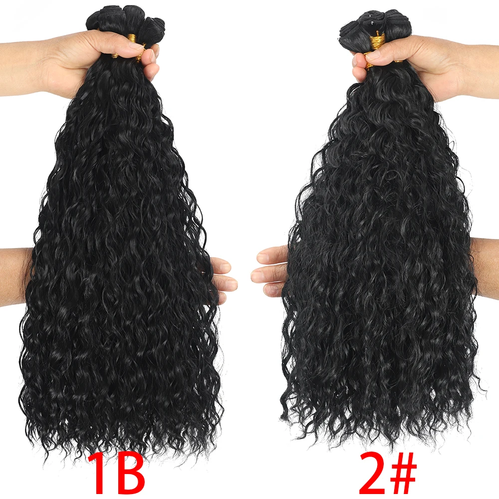 Extensiones de pelo Afro ondulado, mechones de pelo sintético, suave, largo, rizado, tejido, fibra resistente al calor, 6 piezas