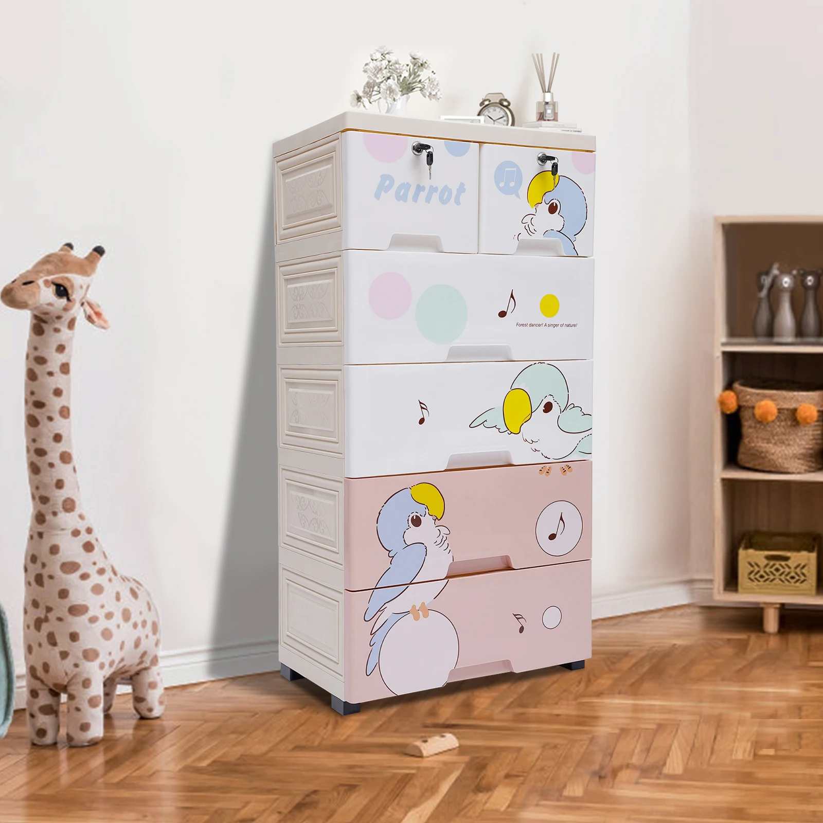 

Plastic Drawers Dresser Storage Cabinet with 6 Drawers Closet Organizer Stackable Vertical Clothes Storage for Hallway Entryway