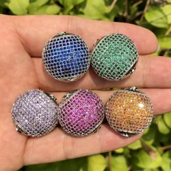 1Pcs Color Rhinestone Zirconia Pave Ball Bead Spacer Silver Plated Custom Handmade Woman Bracelet Jewelry Accessory Finding