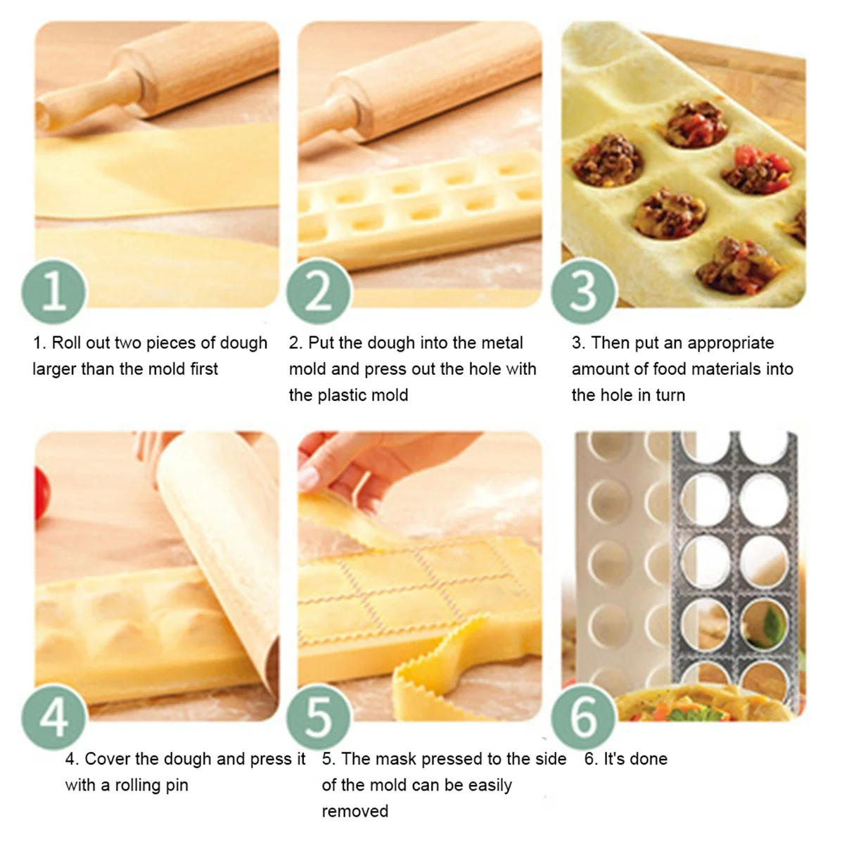ABKM Italian Pasta Mold Ravioli Tray Plate Pin Square Edges Frame for Perfect Attachment and Shape Large Ravioli Maker