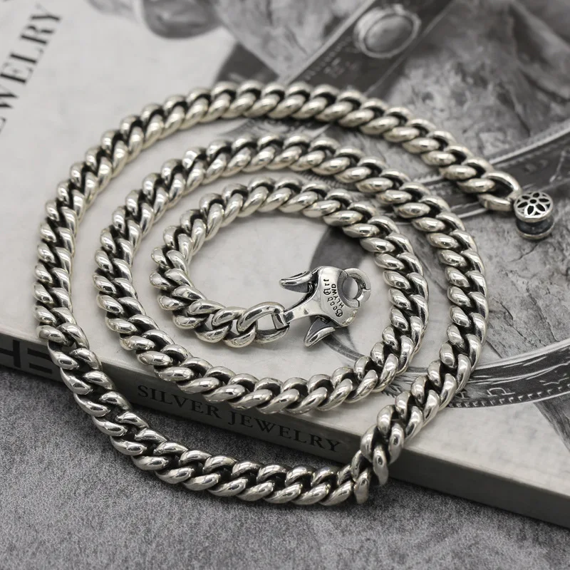 

S925 Sterling Silver Women's Necklace Men's New Fashion Jewelry Personalized Versatile Retro Punk party gift sakura chain