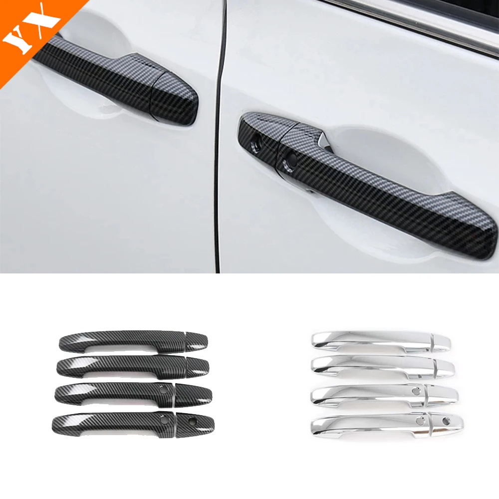 For Honda Stepwgn Rp3 Rp5 2015-2020 Carbon Chrome Black Car Door Knob Protector Door Handle Frame Cover Garnish Trim Accessories