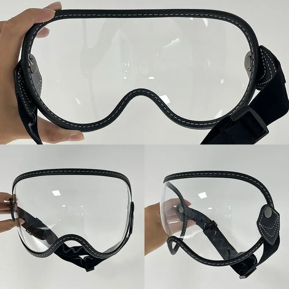 For Harley Goggles Motorcycle Vintage Helmet Strap Lens Motorcycle Full Helmet Half 3/4 Helmet Bubble Vintage Mirror