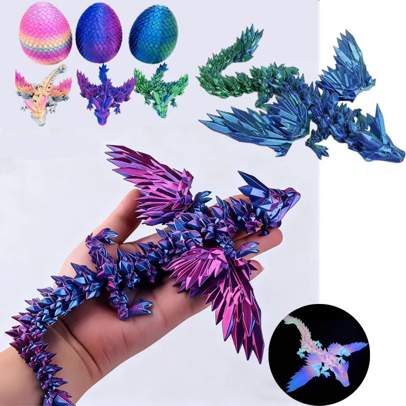 Dragão Articulado 3D de 15cm com Asas Móveis, Brinquedo Fidget Rotativo, Ornamento de Mesa para Escritório, Artesanato, Presente