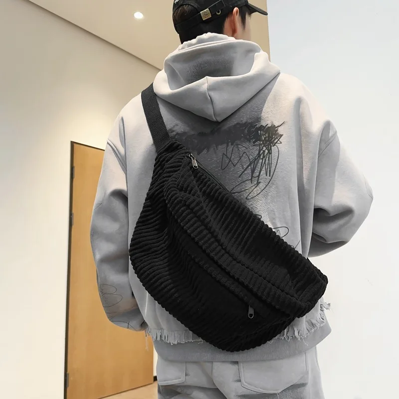 

Мужская вельветовая сумка через плечо, простые спортивные сумки на плечо для женщин, однотонная однобортная сумка для студентов, трехслойная молния