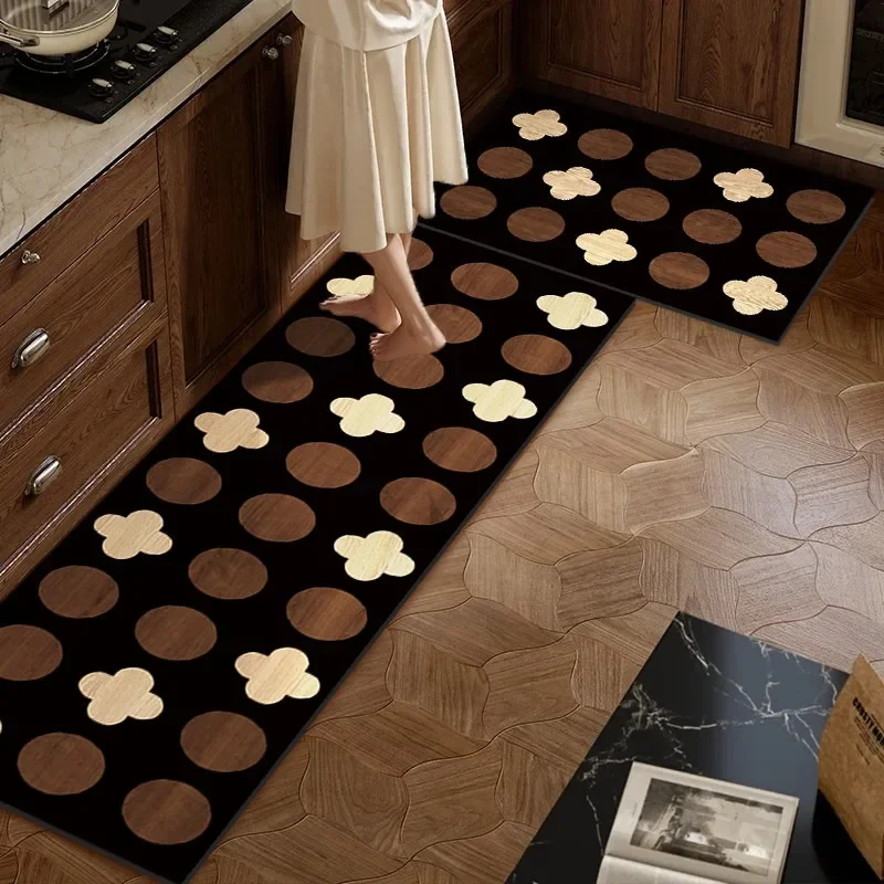 Kitchen Carpet Wood Grain Geometric Pattern Rug Oil-proof Waterproof Rugs Long Strip Runner Non-slip Mat Коврик Для Кухни Tapete