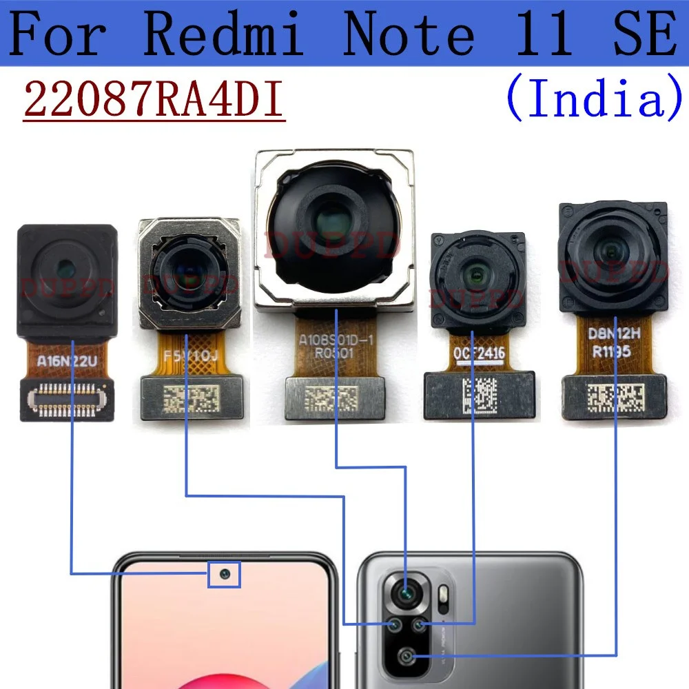 Rear Camera For Xiaomi Redmi Note 11 SE (India) Version 22087RA4DI Front Samll Facing Back Main Camera Moduel Flex Cable Parts