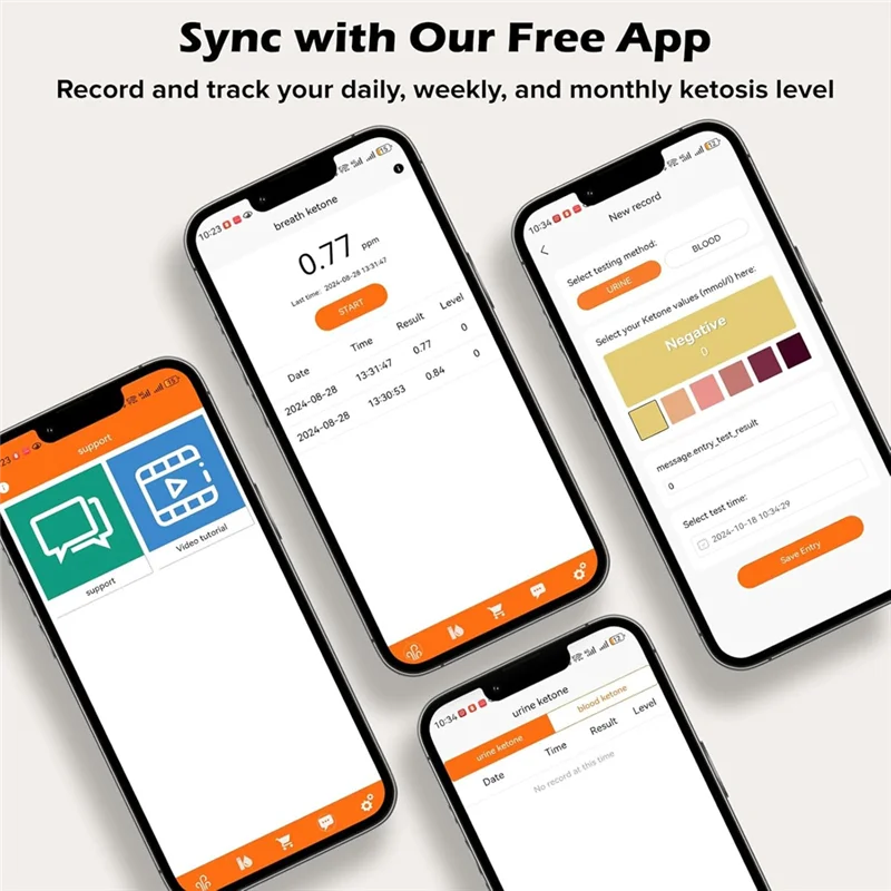 ABBO-Advanced Ketone Breath Analyzer For Ketogenic Diet Ketosis Tester, Free Sync App 3 Seconds Fast Reading And Sync
