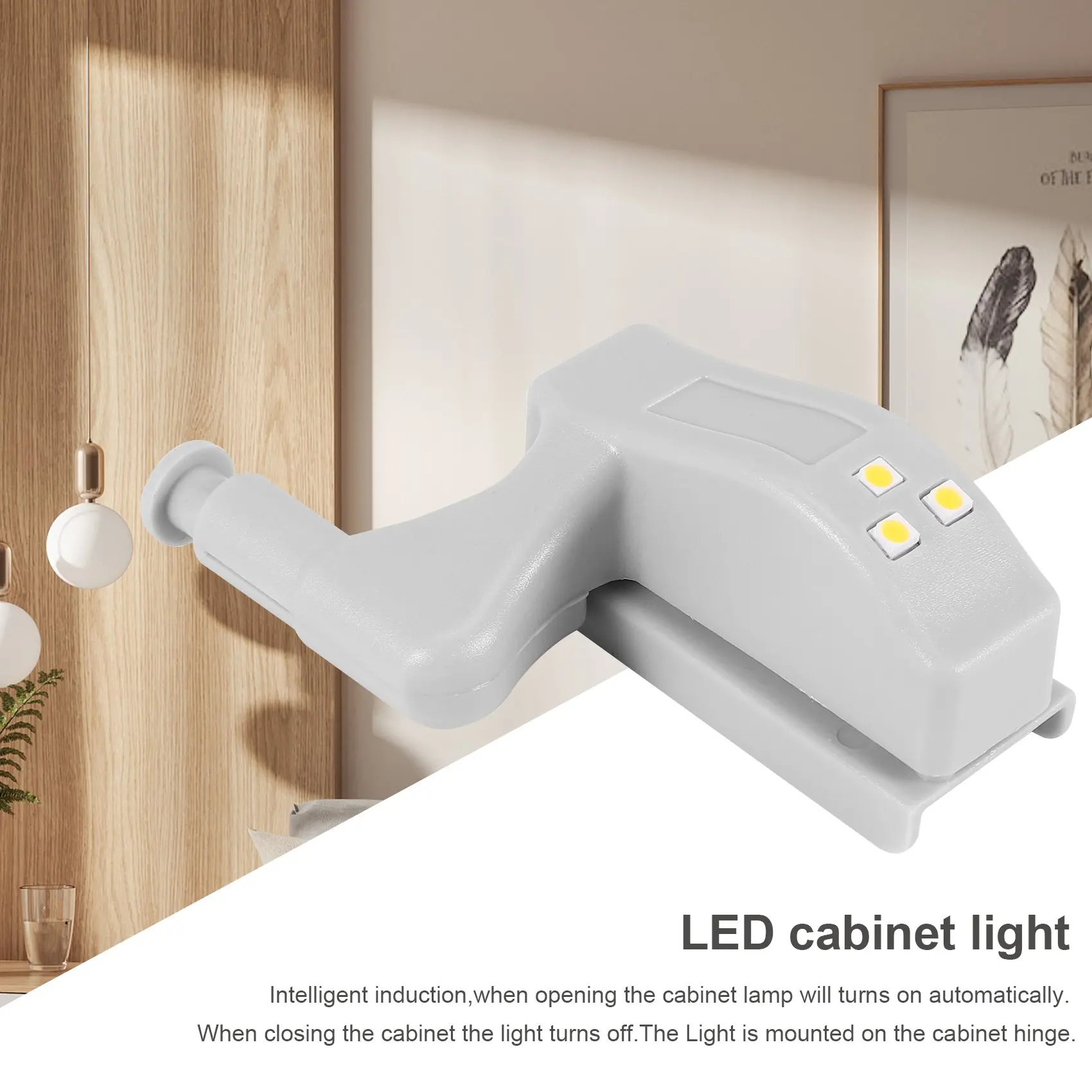 10Pcs Cabinet Cupboard Wardrobe LED Hinge Light Smart Sensor Lamp Warm White