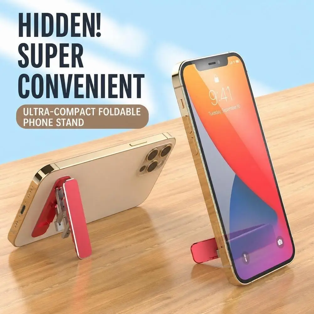 Mini Folding Phone Stand Horizontal & Vertical Dual Support Holder 4mm Ultra-Thin Lightweight Desktop Foldable Design