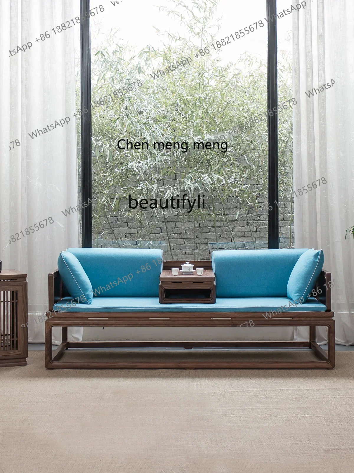 z183 Chinese solid wood Arhat bed, black walnut antique concubine Arhat couch, simple living room, small apartment sofa bed