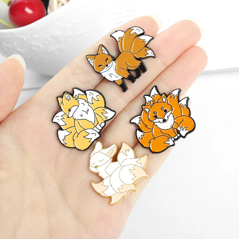 Fox Quotations Enamel Pins I AM BUSY Fun Banner Brooch Lapel Badge Bag Cartoon Animal Jewelry Gift for Friend