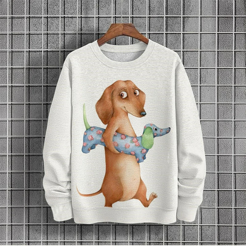 Harajuku Fashion Dachshund Graphic Sweatshirt فرحان تصميم سترة عيد الميلاد القبيحة عادية للجنسين ملابس الشارع الشهير كلب البلوفرات #6