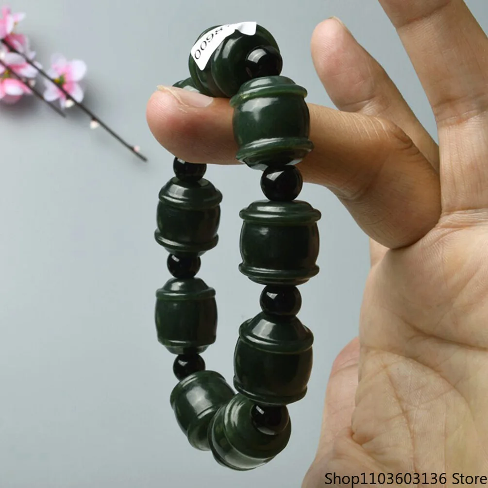 

Natural Hetian Jade Bracelets Beaded Bracelets Mens Stretch Bracelets Jade Jewlery