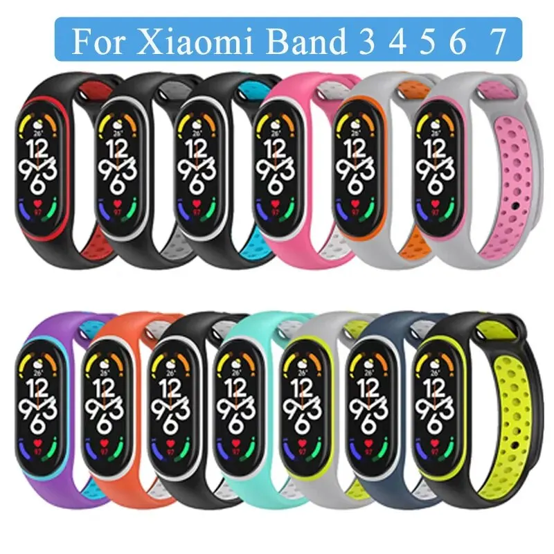 Compatible For Xiaomi Bands Replacement 3 4 5 6 7 Strap Wristbands ,Silicone Strap, Waterproof Sports Accessories For Woman Man