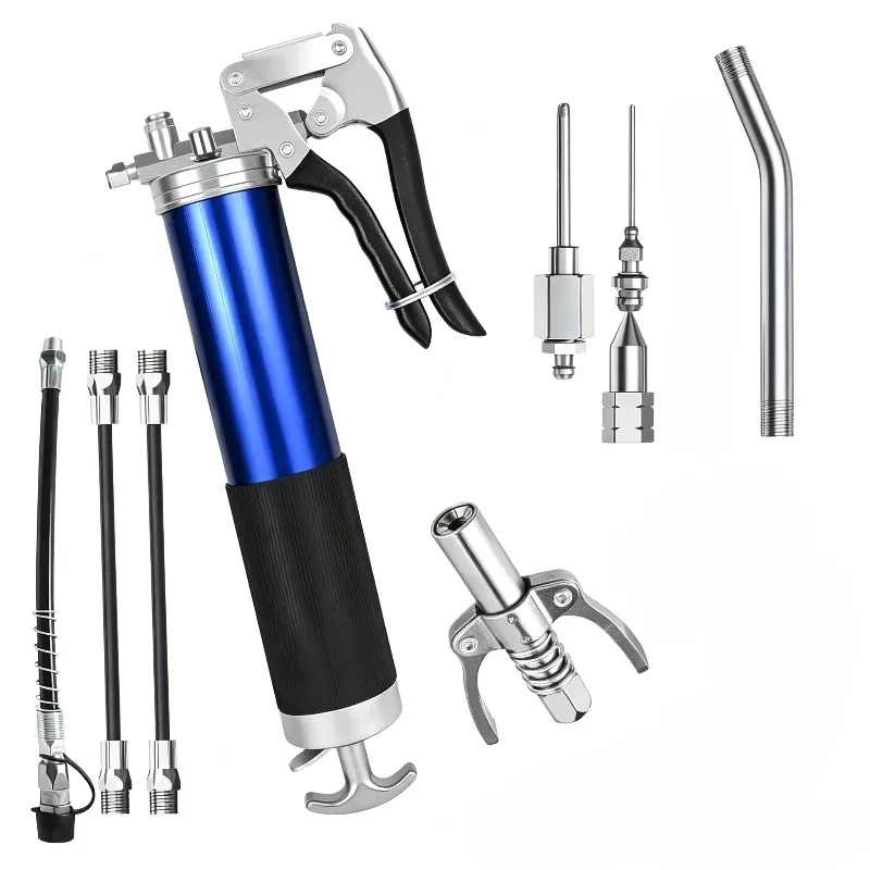400CC Aluminum Alloy Grease Gun 8000PSI High-Pressure Manual Pistol-Grip with Hose Nozzles Heavy-Duty for Automotive Lubrication