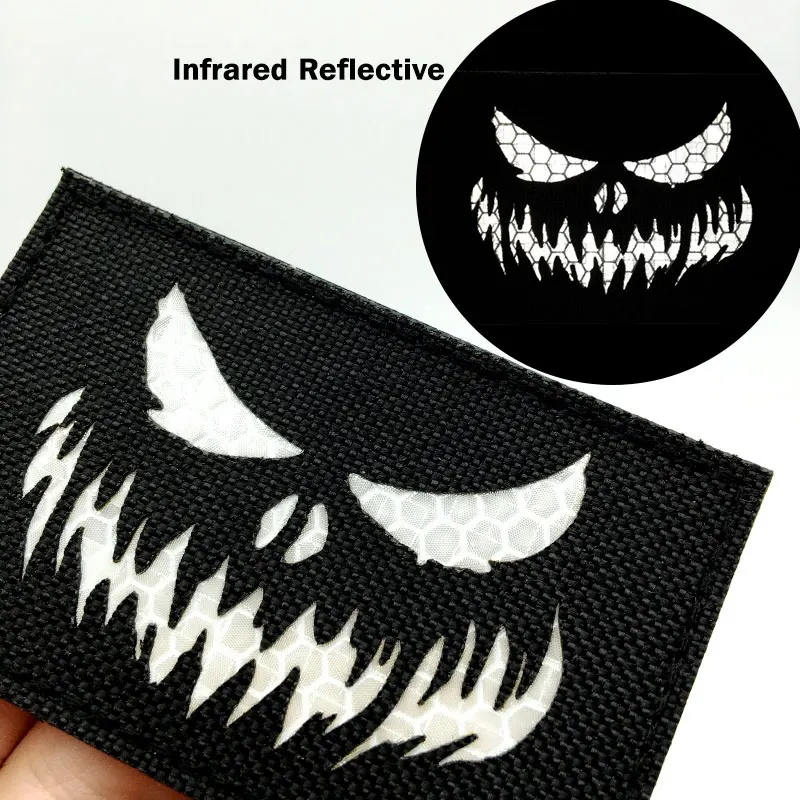 1pc Horrible Tactical Patches IR Infrared Reflective Hook and Loop Morale ,for Backpack Vests Jackets Coats Hats Badges