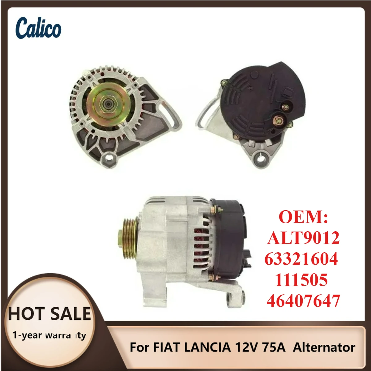 

Zero Defect Suitable for FIAT LANCIA 12V 75A Alternator ALT9012 63321604 111505 46407647