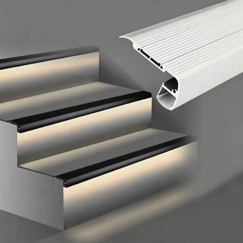 Surface Mount Stair Anti Slip Step Linear Light No Groove Led Aluminum Profile Channel For Villa Hotel Corridor Staircase Lamp