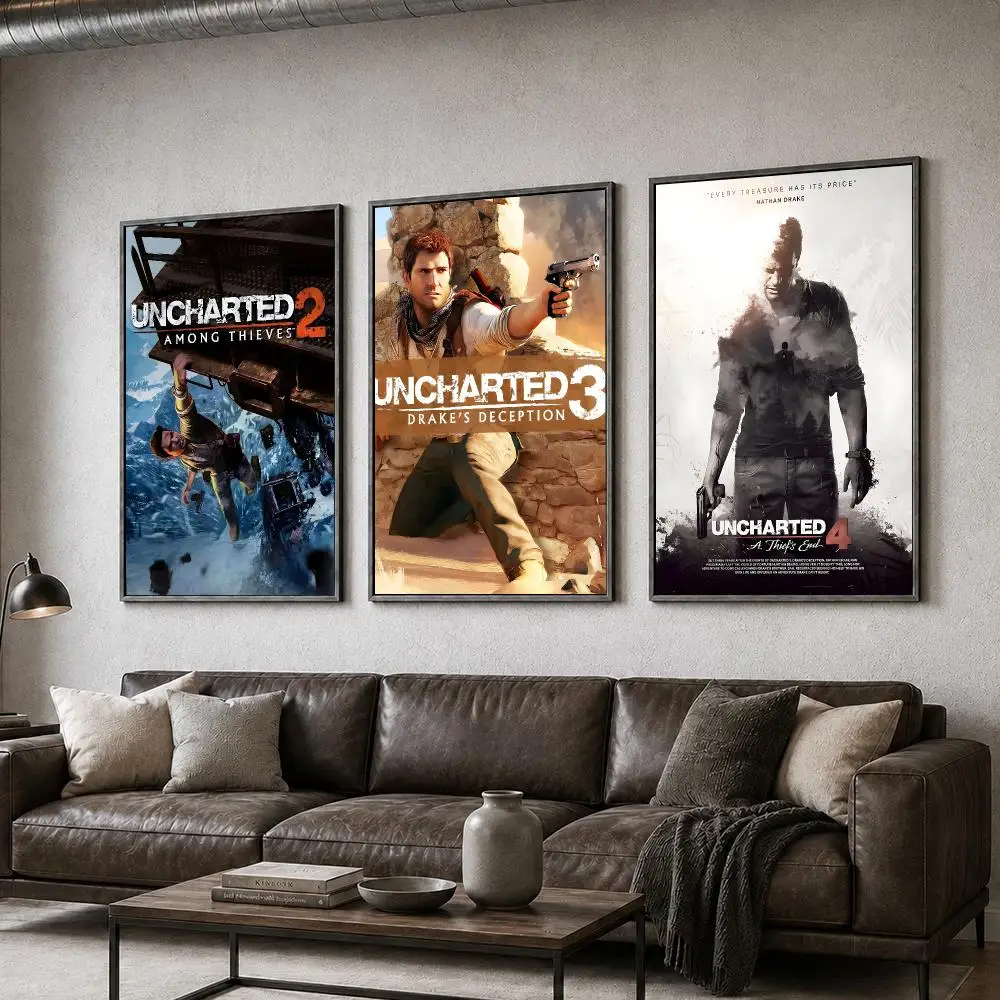 Uncharted Treasure Adventure Game Aesthetic Art Poster  PP Self Adhesive Home Garage Dorm Bar Wall Decor Aesthetic Retro Gift