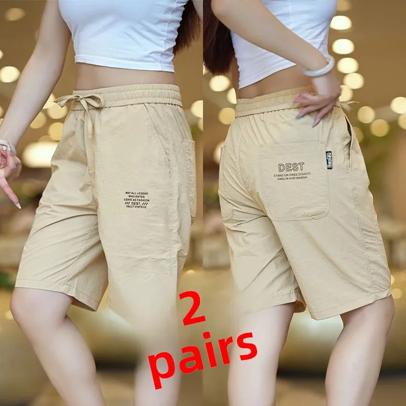 

Ультратонкие мужские рта Qui-Dry Ice Silk, повседневная летняя пляжная одежда, свободный крой, легкие спортивные брюки-карго пяти длинок