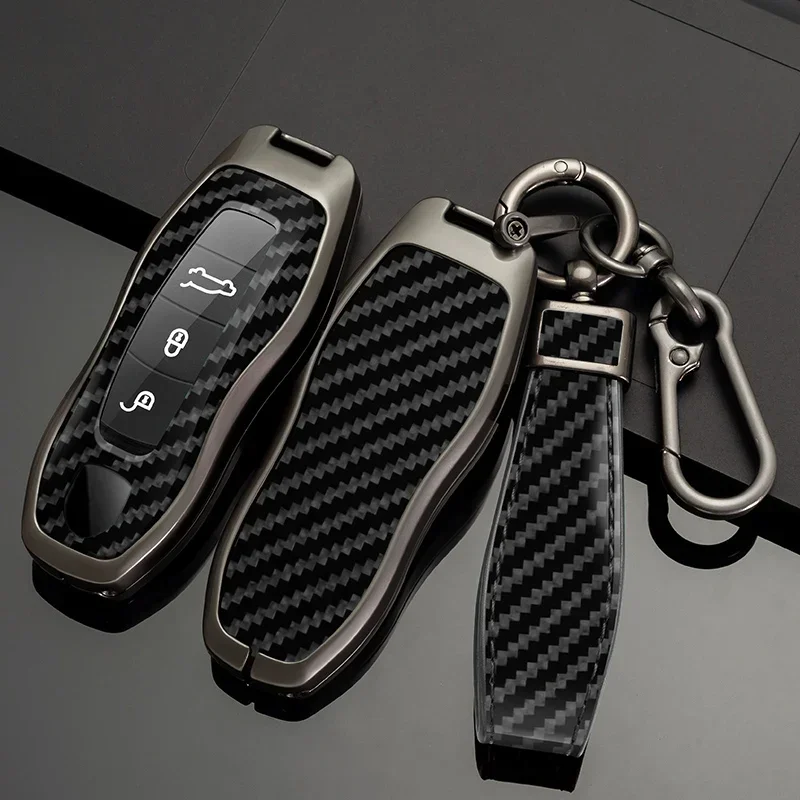 

Zinc Alloy Carbon Fiber Style Car Key Case Fob Covers Set Shell For Porsche Panamera Spyder Carrera Macan Boxster Cayman Cayenne