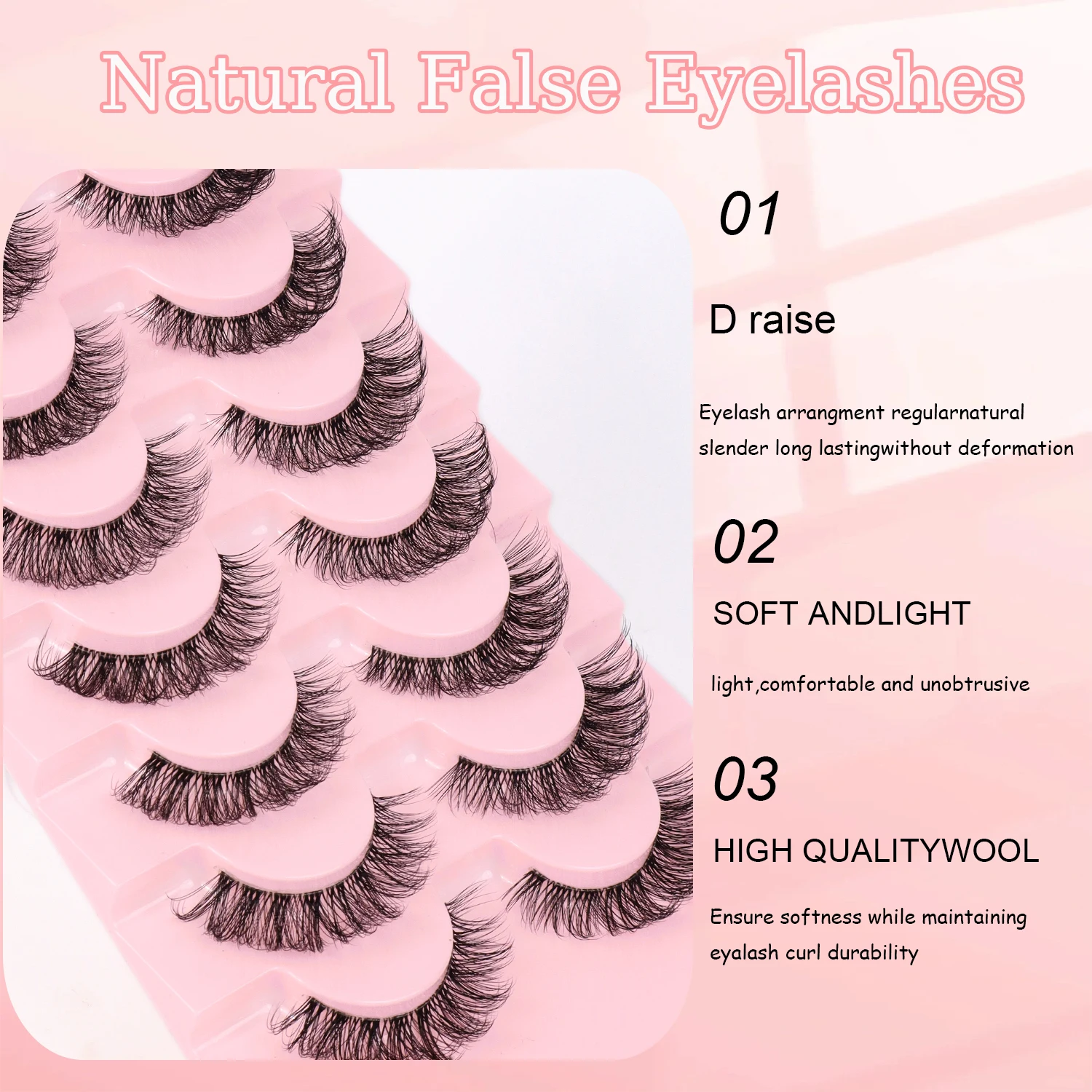 7 Paar natürliche Locken 3D Cross Transparent Falsche Wimpern