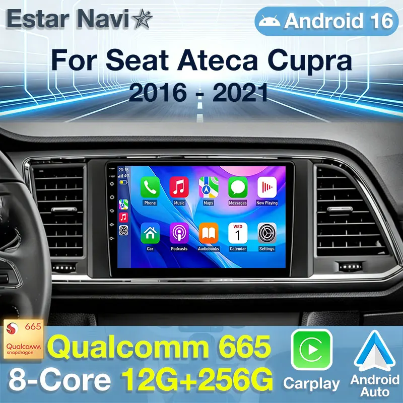Android 16 Car Radio For Seat Ateca Cupra 2016 - 2021 GPS Multimedia Player Navi Wireless Carplay DSP Head Unit 360 Camera Video