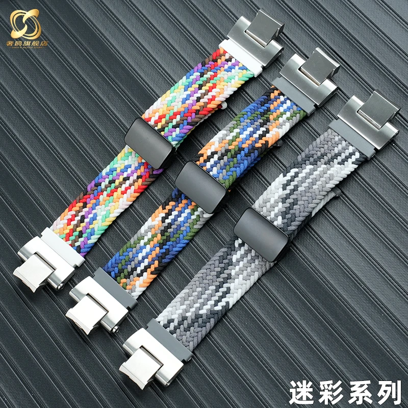 GST-B400 สําหรับ Casio G-SHOCK หัวใจเหล็ก gst-b400 series ดัดแปลงหัวเข็มขัดแม่เหล็กอินเทรนด์ทอไนลอนผู้ชายสายนาฬิกา