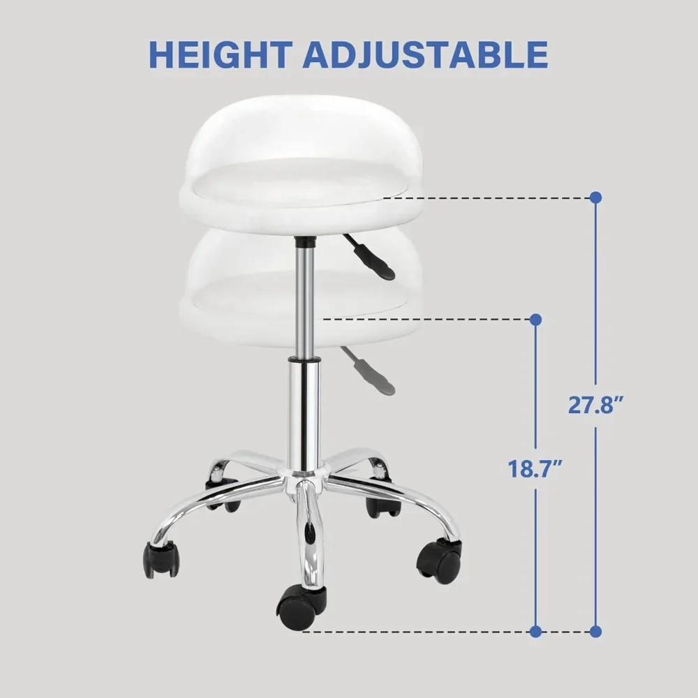 Höhenverstellbarer, drehbarer Salonhocker, hydraulischer ergonomischer Stuhl aus PU-Leder mit Rollen der Rückenlehne für Büroarbeit, Tätowierung