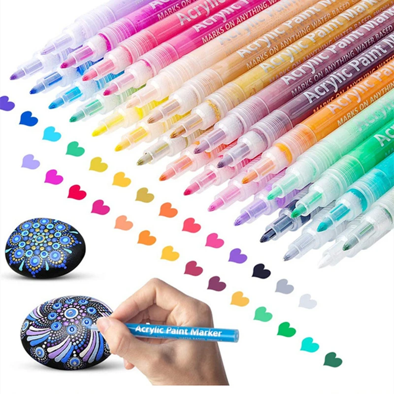 12/18 Colors 0.7mm-3mm Acrylic Paint Marker pen Art Marker Pen For Ceramic Rock Glass Porcelain Mug Wood Fabric Canvas Painting