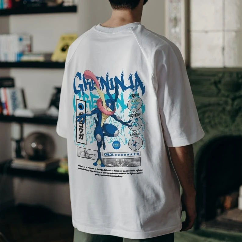 انمي ياباني بوكيمون غرينينيا تي شيرت Y2k تيز موضة الوالدين والطفل تي شيرت القطن طباعة قصيرة الأكمام تي شيرت Harajuku Y2K تي شيرت