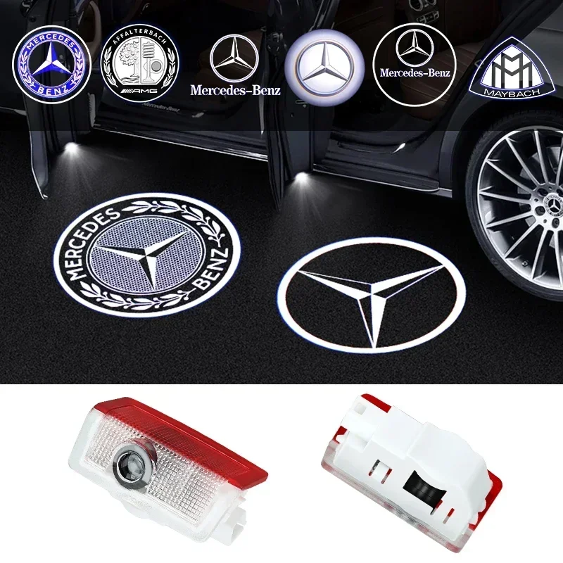 

2pcs Car door welcome light logo Emblem For Mercedes Benz A C E GLC GLA GLE GLB Class W177 W205 W212 W213 X253 X156 W166 X247