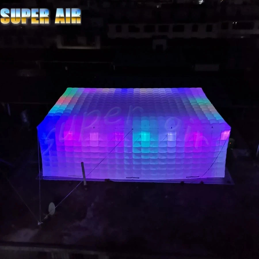 Mooie Mulit-Color Led Verlichting Gigantische Opblaasbare Kubus Tent Opblaasbare Huistent Met Deur Voor Evenementen