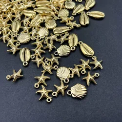 50pcs Starfish Conch Charm Gold Plated CCB Charms Pendant DIY Earring Necklace Bracelet Accessories for Jewelry Making Findings
