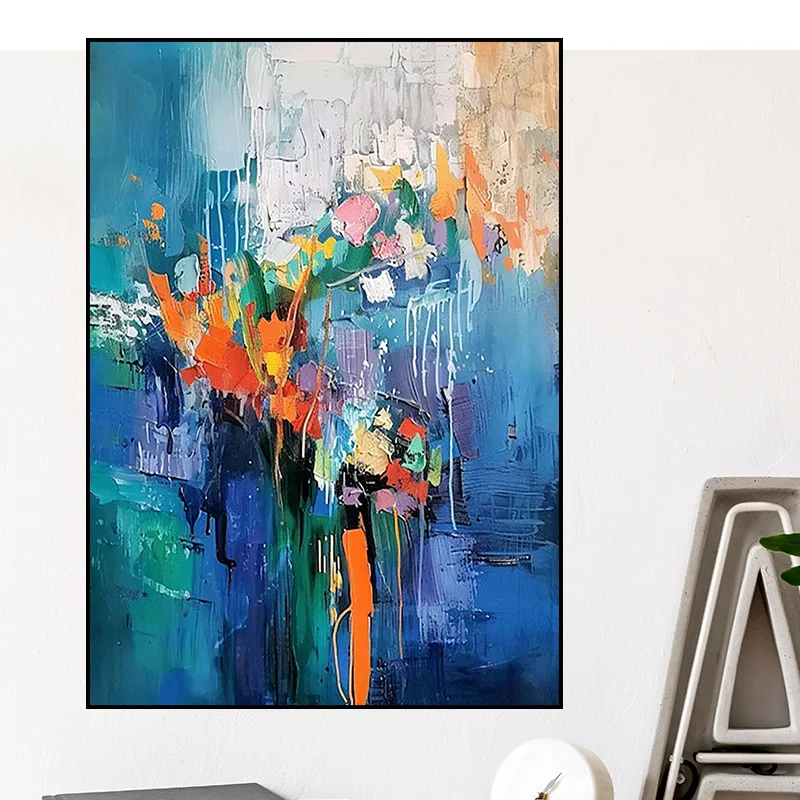 Nordic pure handmade abstract Oil Painting on Canvas modern Acrylic Canva Colorful flower Wall Art picture for Home Decor Office
