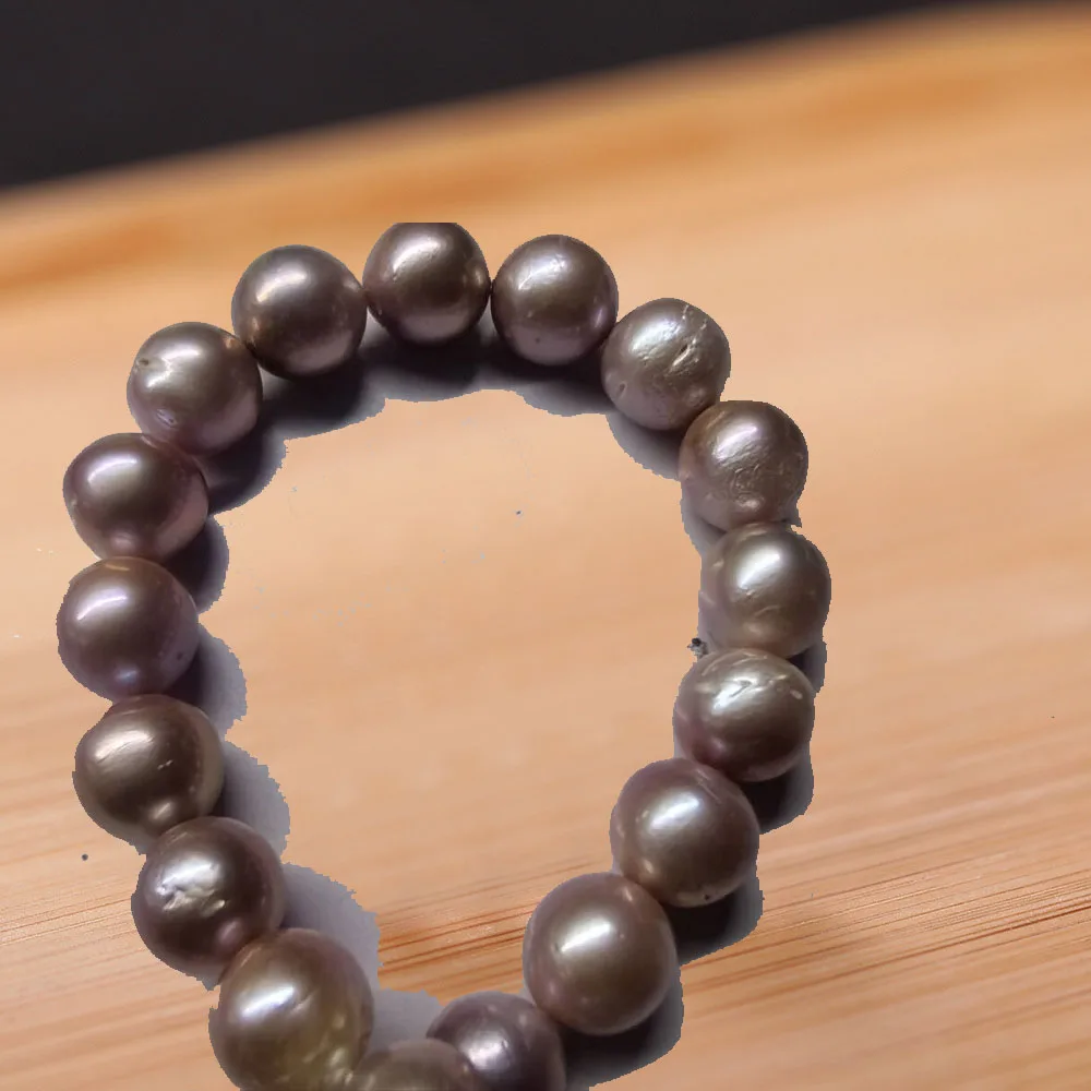 

AAAA +++ Огромный 10-13 мм круглый фиолетовый жемчуг Южного моря с жемчугом, серебро, простой эластичный браслет с двойным отверстием, 7,5-8 дюймов