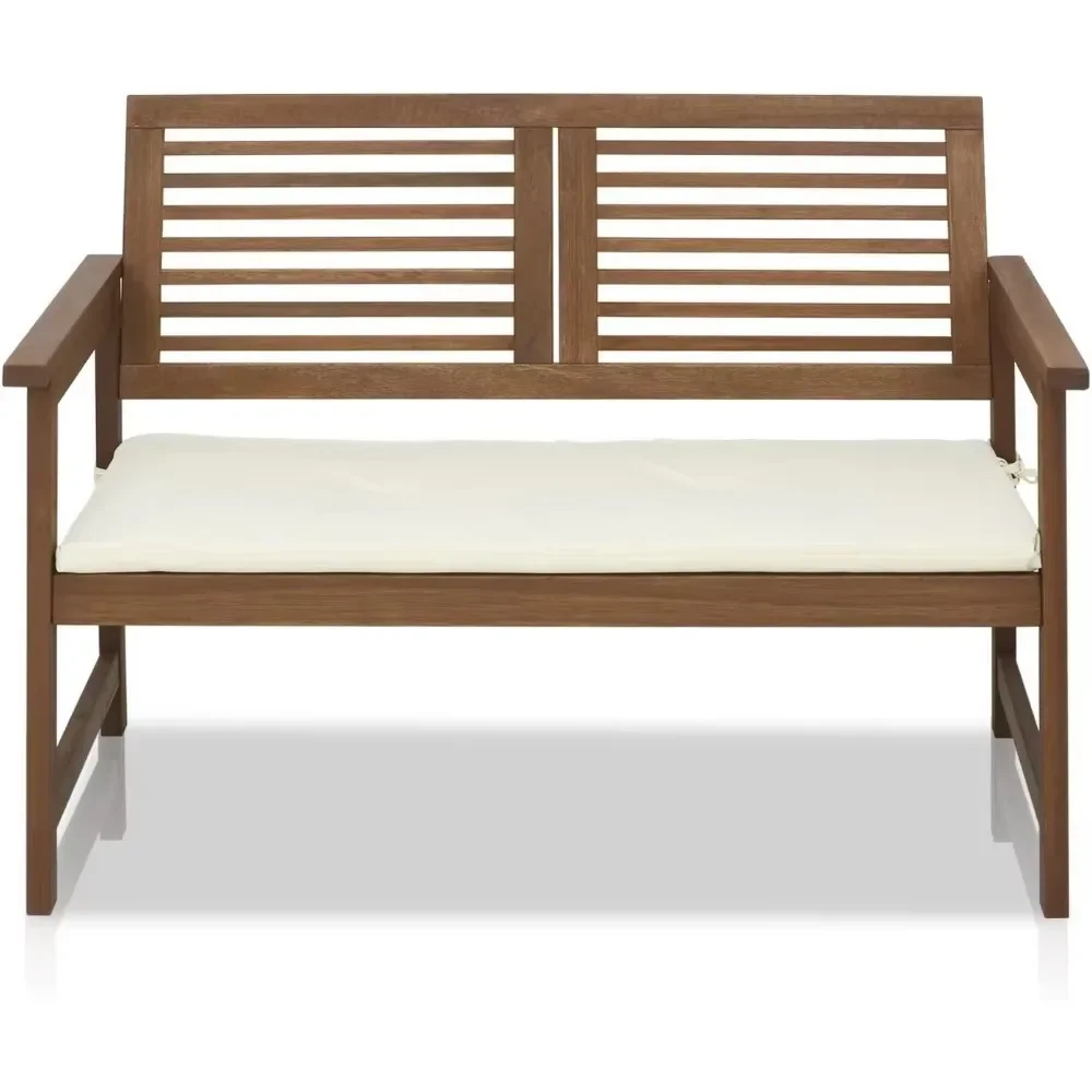 

Hardwood Outdoor Bench in Teak Oil, Seated Cushion Bench, Armrests, backrests, benches,Wooden garden chair, Natural
