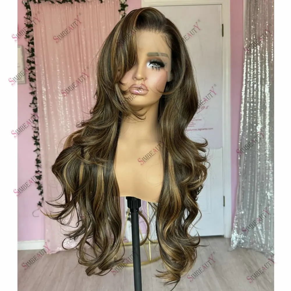 

Remy Brazilian Hair 360 Lace Wigs Human Hair Glueless Body Wave Brown Hightlight Honey Blonde Full Lace Wig Human Hair for Women