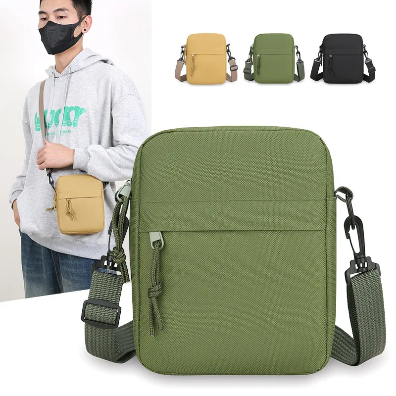 Men Women Oxford Cloth Crossbody Bag Small Shoulder Messenger Phone Pouch Adjustable Strap Multi Pocket Travel Daily Work Bag