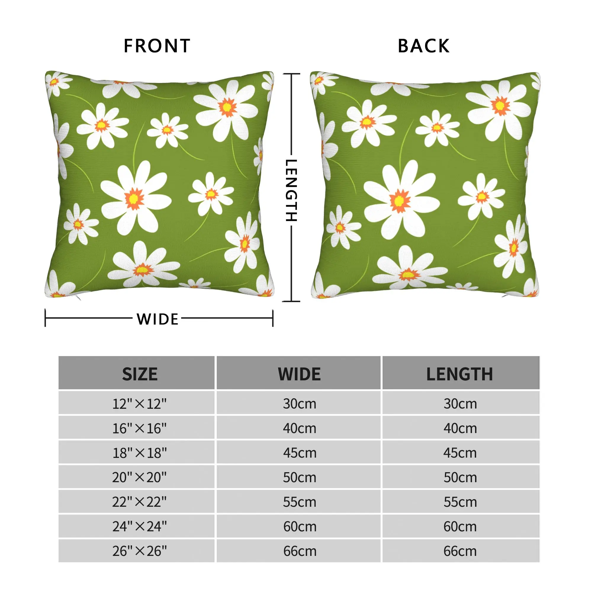 Daisy Floral Seamless Pattern Pillowcases  Retro Trendy Pillow Case For Chair Sofa Home Decor Comfy Pillow Cover