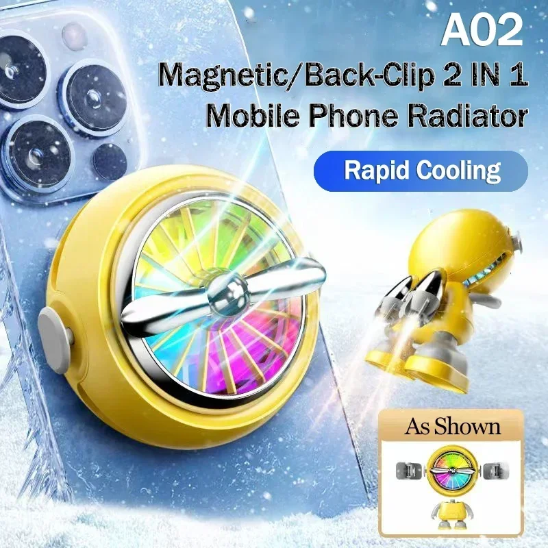 

NEW A02 Semiconductor Magnetic/Back-Clip 2 IN 1 Mobile Phone Radiator w/ RGB Lighting Cool Heat Sink for IOS Android Game Cooler