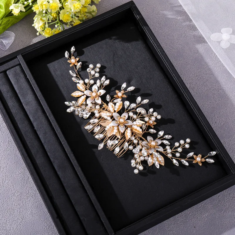 Simulated Pearls Rhinestone Hair Combs For Women Bride Wedding Hair Accessories Handamde Head Jewelry