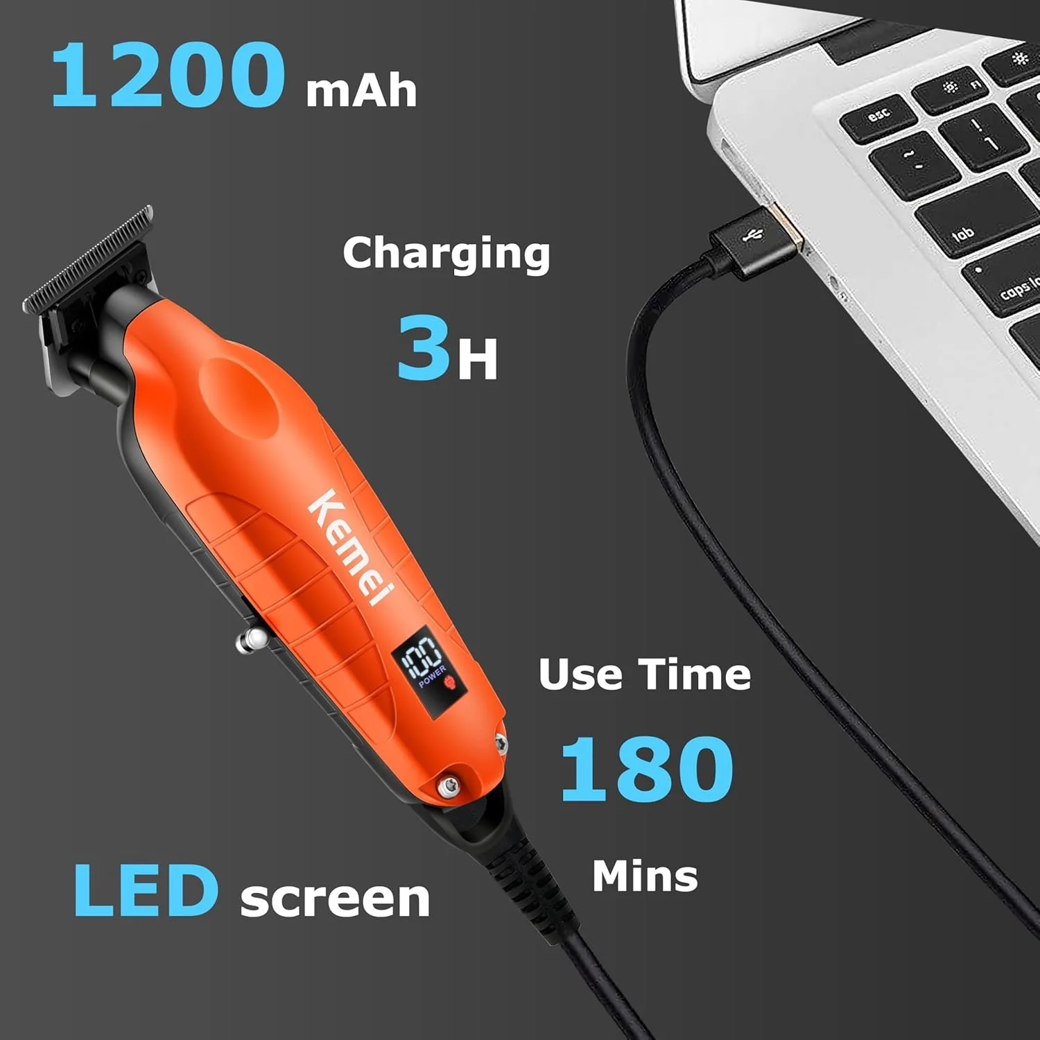 Kemei 2293 Professional Hair Beard Trimmer Men Barber Rechargeable Finish Hair Cutting Machine Zero Gapped Cordless Hair Clipper