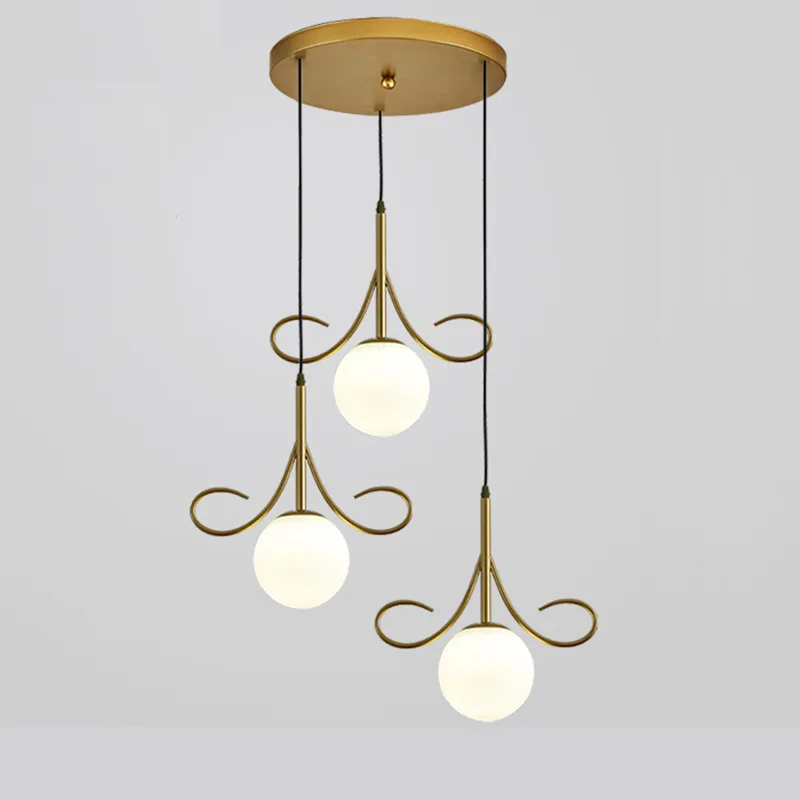 

Modern Minimalist Three-head Creative Glass Ball Dining Room Bedroom Bedside Chandelier