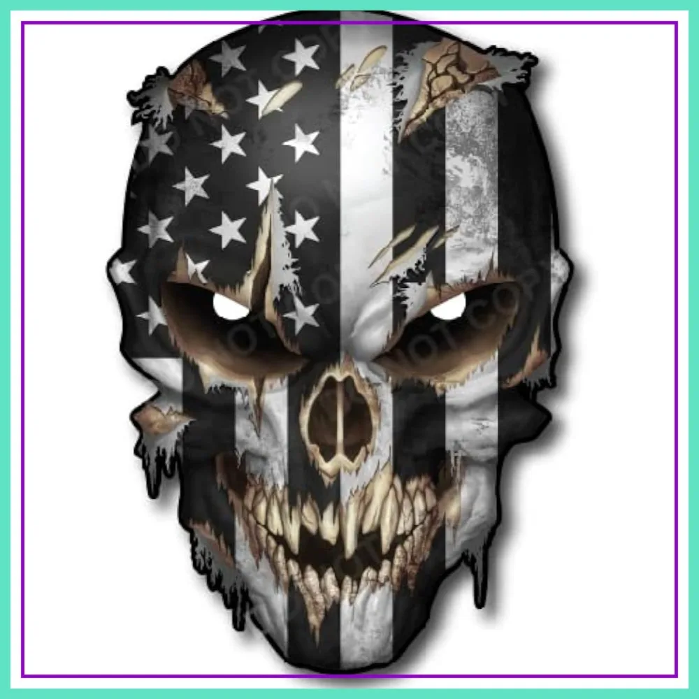 

Skull with Reflective Eyes American Flag Decal Stickers Car Truck Sniper Marines Army Navy Military Graphic