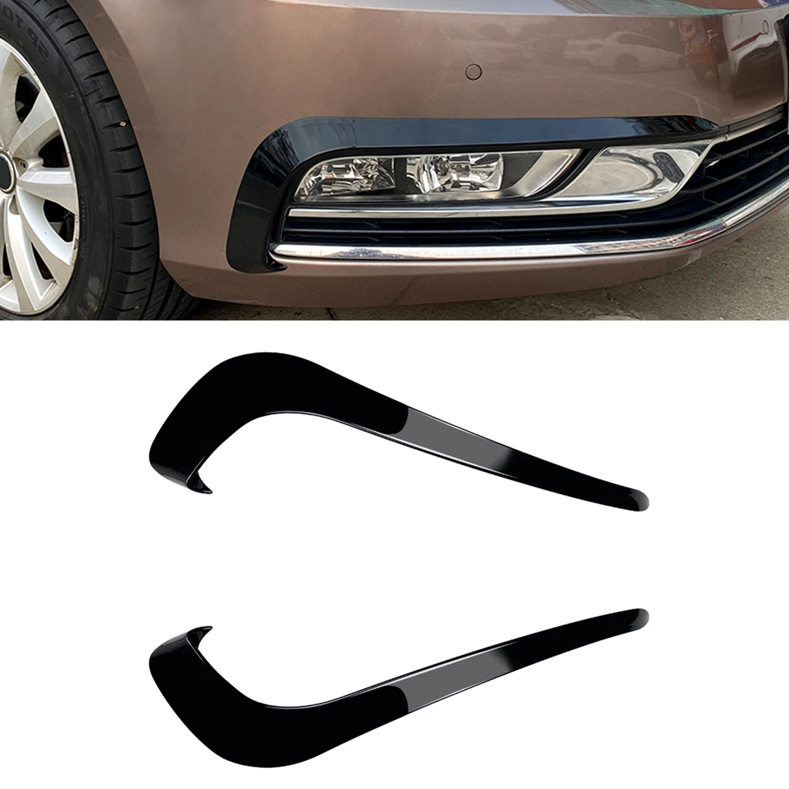 

Front Bumper Fog Light Cover Air Vent Trim For Volkswagen VW Passat B7 2011-2015 Gloss Black/Carbon Fiber Look Spoiler Splitter