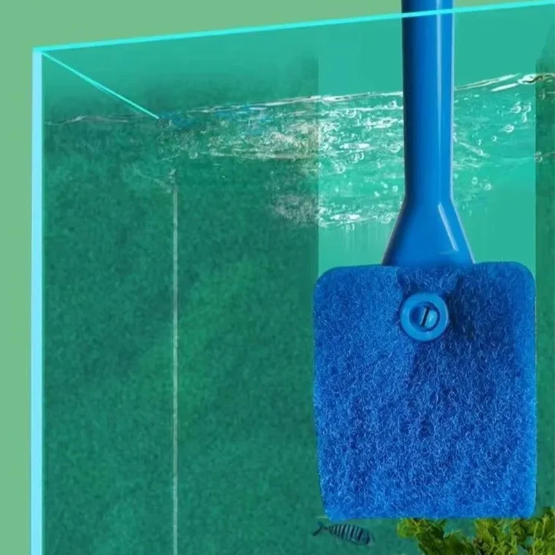 Aquarium-Reinigungsbürste, Wassertank-Glasreiniger, breite Schwammbürste mit langem Griff, Aquarium-Werkzeug zum Entfernen hartnäckiger Algen – Detail 4