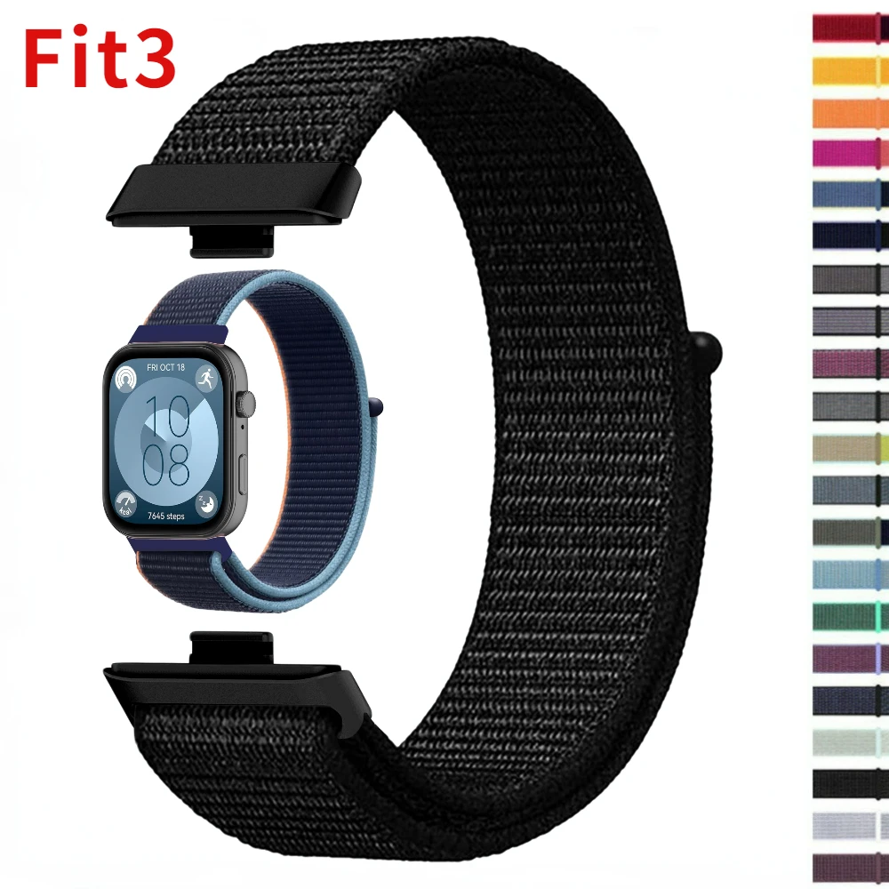 Bracelet à boucle en nylon pour Huawei Watch Fit 3, bracelet de subdivision d'origine, bracelet Correa, accessoires de bande